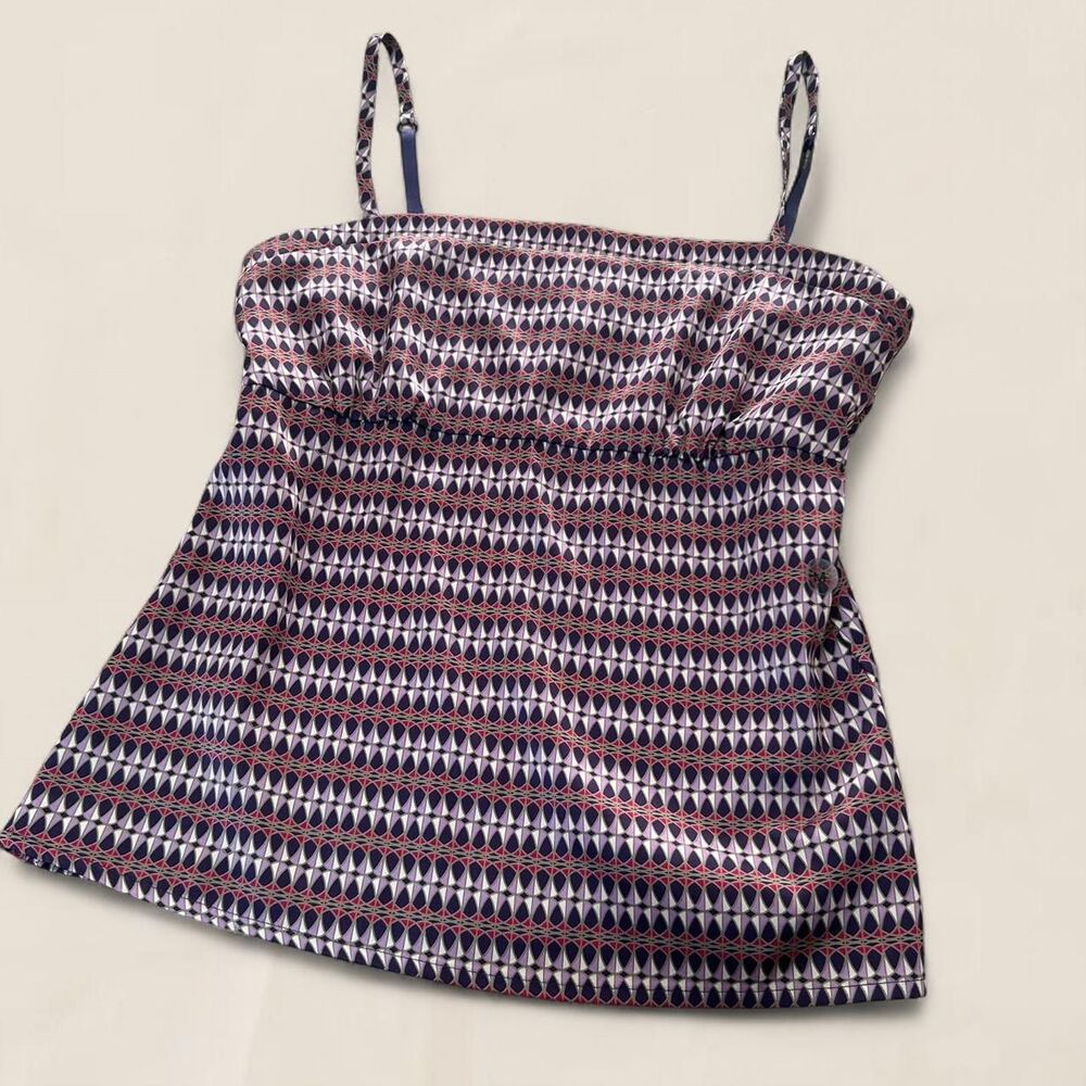 Y2K silky Retro geometric baby doll square neck cami | size medium